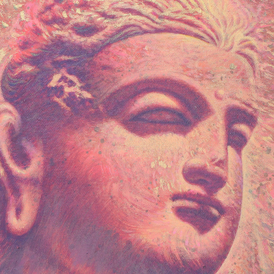'Inteligencia' - Pintura impresionista original de gandhara buddha
