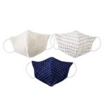 Hemp and cotton face masks, 'Quiet Spirit' (set of 3) - 1 Hemp and 2 Cotton Handcrafted Thai Face Masks (set of 3)