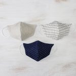 Hemp and cotton face masks, 'Quiet Spirit' (set of 3) - 1 Hemp and 2 Cotton Handcrafted Thai Face Masks (set of 3)