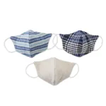 Hemp and cotton face masks, 'Spirit of the Sea' (set of 3) - Three Handcrafted Thai Face Masks-1 Hemp and 2 Blue Cotton