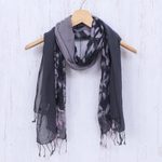 Cotton scarves, 'Galaxy of Love' (pair) - Pair of Cotton Tie-Dye Scarves in Shades of Grey
