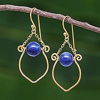 Featured review for Gold plated kyanite dangle earrings, Swing in Blue
