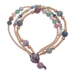 Agate and brass beaded bracelet, 'Natural Wonders' - Multicolored Agate and Brass Beaded Bracelet