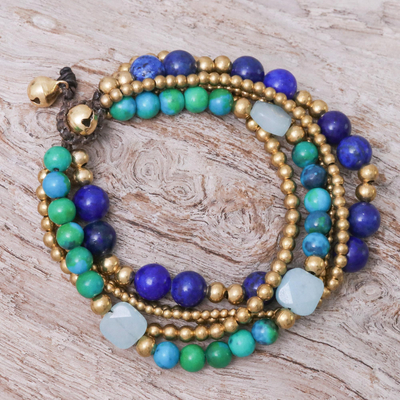 Handmade Beaded Bracelet with Lapis Lazuli and Serpentine