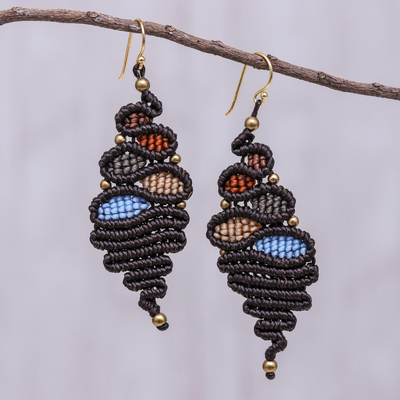 Thai Macrame Earring Brass with Cotton Waxed 