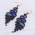 Macrame dangle earrings, 'Serpentine Way in Blue' - Handmade Black and Blue Macrame Dangle Earrings (image 2b) thumbail