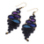 Macrame dangle earrings, 'Serpentine Way in Blue' - Handmade Black and Blue Macrame Dangle Earrings (image 2c) thumbail