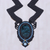 Macrame statement necklace, 'Mystic Sea' - Macrame Statement Pendant Necklace from Thailand (image 2) thumbail