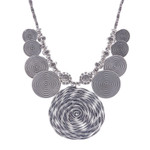 Silver pendant necklace, 'Mesmerizing Medallion' - Dramatic Thai Hill Tribe 950 Silver Pendant Necklace