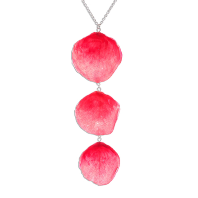 Red Natural Rose Petal Necklace from Thailand