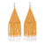 Glass beaded waterfall earrings, 'Pa Sak Orange' - Beaded Long Orange and White Waterfall Earrings