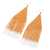 Glass beaded waterfall earrings, 'Pa Sak Orange' - Beaded Long Orange and White Waterfall Earrings