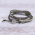 Leather and smoky quartz wrap bracelet, 'Pa Sak Star' - Beaded Leather Wrap Bracelet with Star of David (image 2) thumbail