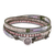 Leather and smoky quartz wrap bracelet, 'Pa Sak Star' - Beaded Leather Wrap Bracelet with Star of David thumbail