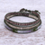 Leather and smoky quartz wrap bracelet, 'Pa Sak Star' - Beaded Leather Wrap Bracelet with Star of David (image 2b) thumbail
