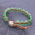 Quartz and leather beaded bracelet, 'Pa Sak Valley' - Leather and Green Quartz Beaded Bracelet (image 2) thumbail
