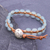 Quartz beaded wristband bracelet, 'Pa Sak Waters' - Cool, Blue Quartz and Leather Wristband Bracelet (image 2) thumbail