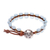 Quartz beaded wristband bracelet, 'Pa Sak Waters' - Cool, Blue Quartz and Leather Wristband Bracelet thumbail