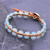 Quartz beaded wristband bracelet, 'Pa Sak Waters' - Cool, Blue Quartz and Leather Wristband Bracelet (image 2b) thumbail