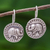 Pendientes colgantes de plata, 'Elephant Sun' - Pendientes colgantes de elefante de plata Hill Tribe Style 950