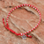 Silver beaded bracelet, 'Flower Path in Red' - Red Cord Bracelet with 950 Silver Beads (image 2) thumbail