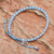 Silver beaded bracelet, 'Flower Path in Sky Blue' - Sky Blue Cord Bracelet with 950 Silver Beads (image 2) thumbail