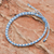 Silver beaded bracelet, 'Flower Path in Sky Blue' - Sky Blue Cord Bracelet with 950 Silver Beads (image 2b) thumbail