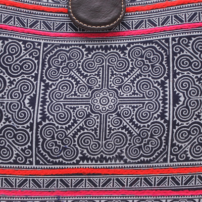Cotton batik shoulder bag, 'Hmong Treasure' - Handcrafted Hmong Batik Shoulder Bag