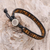 Tiger's eye beaded wristband bracelet, 'Channels' - Tiger's Eye Beaded Wristband Bracelet with Leather (image 2) thumbail