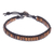 Tiger's eye beaded wristband bracelet, 'Channels' - Tiger's Eye Beaded Wristband Bracelet with Leather