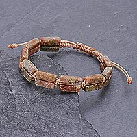Jasper beaded bracelet, 'Khao Kho Earth' - Jasper Beaded Wristband Bracelet from Thailand