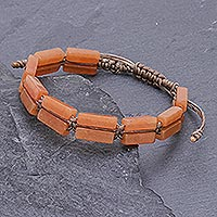 Quartz beaded wristband bracelet, 'Khao Kho Sunset'