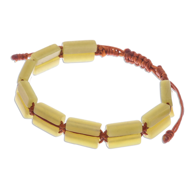 Armband aus Quarzperlen - Längenverstellbares gelbes Quarz-Makramee-Armband