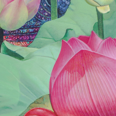 'Lanna Woman' (2020) - Original Signed Acrylic Painting of Thai Garden