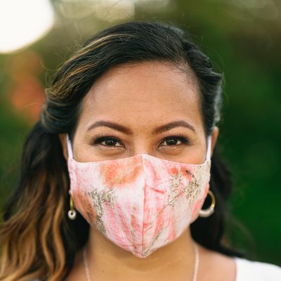 Cotton face masks, 'Alluring Nature' (set of 3) - 3 Eco-Dyed Blue-Pink-Aqua Print Cotton 3-Layer Face Masks