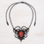 Jasper macrame pendant necklace, 'Bohemian Elegance' - Adjustable Red Jasper and Macrame Necklace (image 2b) thumbail