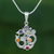 Multi-gemstone pendant necklace, 'Omkara Rainbow' - Thai Sterling Silver Omkara Necklace with 7 Gemstones thumbail