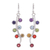 Multi-gemstone dangle earrings, 'Rainbow Buds' - Thai Sterling Silver Dangle Earrings with 7 Different Gems