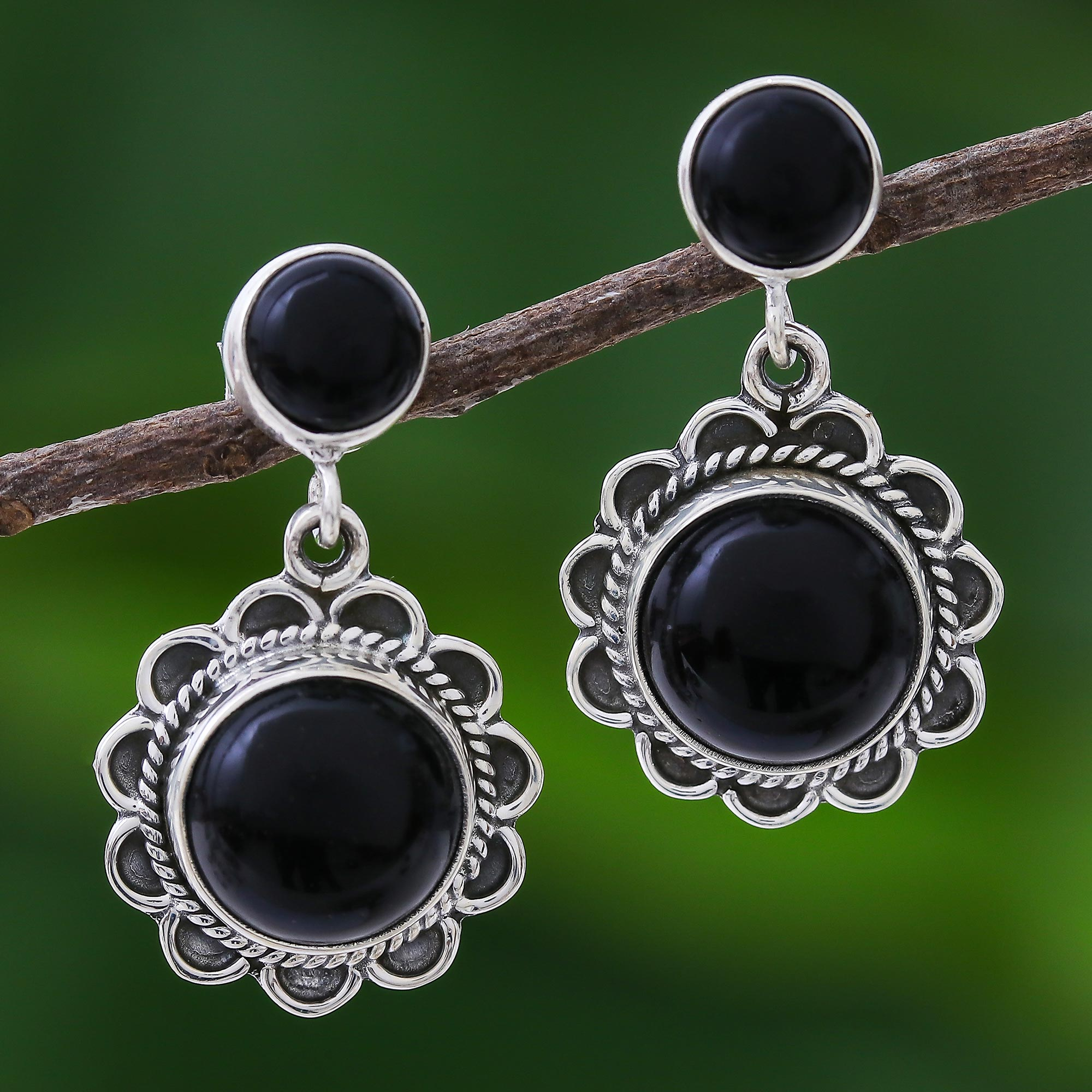 Black Onyx Tear Drop Earrings With Gift Bag Handmade in 925 Sterling Silver
