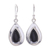 Onyx dangle earrings, 'Teardrop Halo' - Thai Modern Teardrop Black Onyx and Sterling Silver Earrings