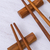 Teak wood chopsticks set, 'Smooth Meal' (set of 4) - Teak Chopstick Set of 4 with Rests (image 2c) thumbail