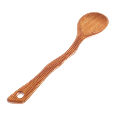 Teak wood spoon, 'Kitchen Joy' - Teak Wood Spoon Cooking Utensil from Thailand