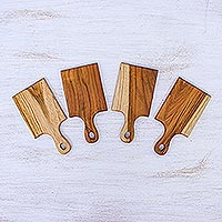 Mini teak wood serving boards, Kitchen Fun (set of 4)
