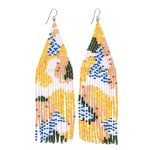 Beaded waterfall earrings, 'Amazing Waterfall in Orange' - Hand Beaded Long Waterfall Style Earrings