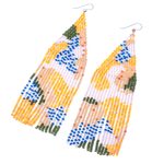 Beaded waterfall earrings, 'Amazing Waterfall in Orange' - Hand Beaded Long Waterfall Style Earrings