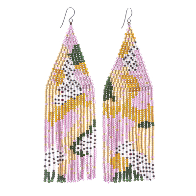 Multicolored Beaded Waterfall Earrings from Thailand