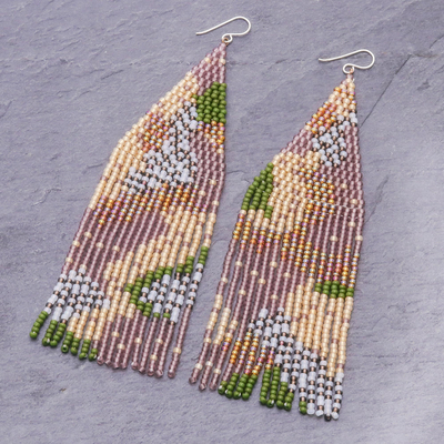 Beaded waterfall earrings, 'Amazing Waterfall in Lilac' - Multicolored Beaded Waterfall Earrings from Thailand