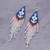 Beaded waterfall earrings, 'Bold Cascade in Blue' - Multicoloured Long Beaded Waterfall Earrings