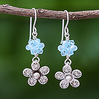 Silver dangle earrings, 'Hill Tribe Sparkle'