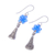Silver dangle earrings, 'Karen Sparkle in Azure' - Stamped Hill Tribe Silver Earrings with Blue Beads